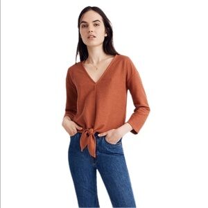 Madewell Texture & Thread Long-Sleeve Tie-Front Top